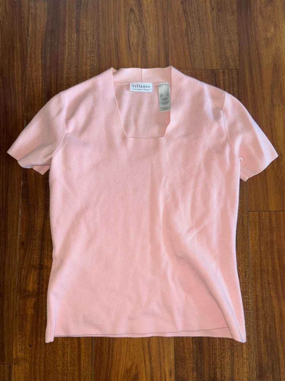 Villager Light Pink Square-Neck Knit Top